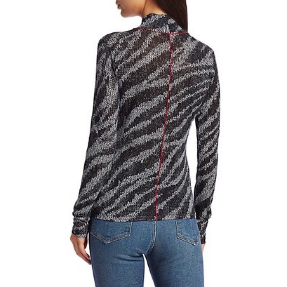 New Rag & Bone Zebra Shaw Turtleneck Lightweight Black White Size XS